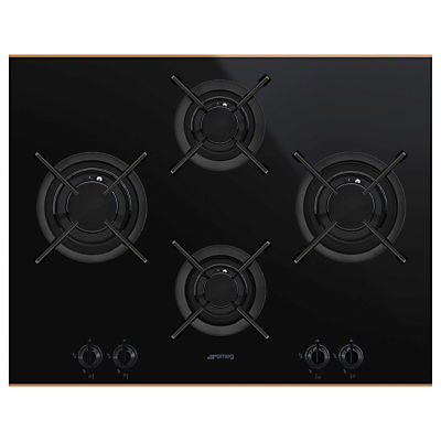 Smeg PV664LCNR Dolce Stil Novo Gas Hob, Black/Copper